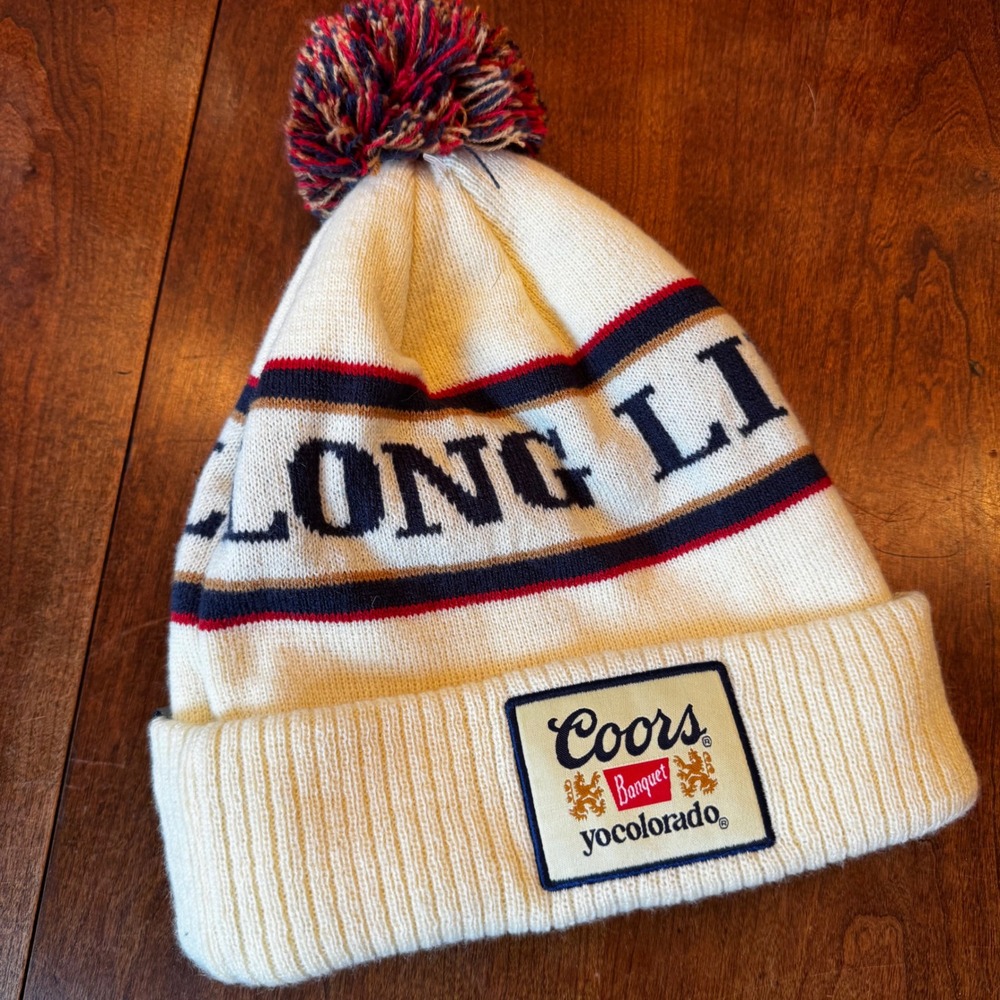 YoColorado Beanie Unisex OS Cream Coors Banquet Long Live Local Pom Knit Hat